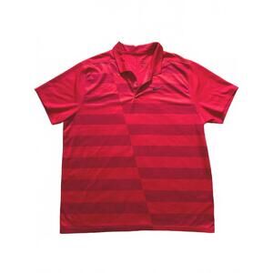Nike Dri-FIT Men's Red Golf Polo Shirt XXL Asymmetric Stripe Short Sleeve